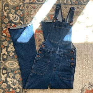 Madewell Dark Blue Denim Flare-Leg Front-Pocket Overalls Size XS